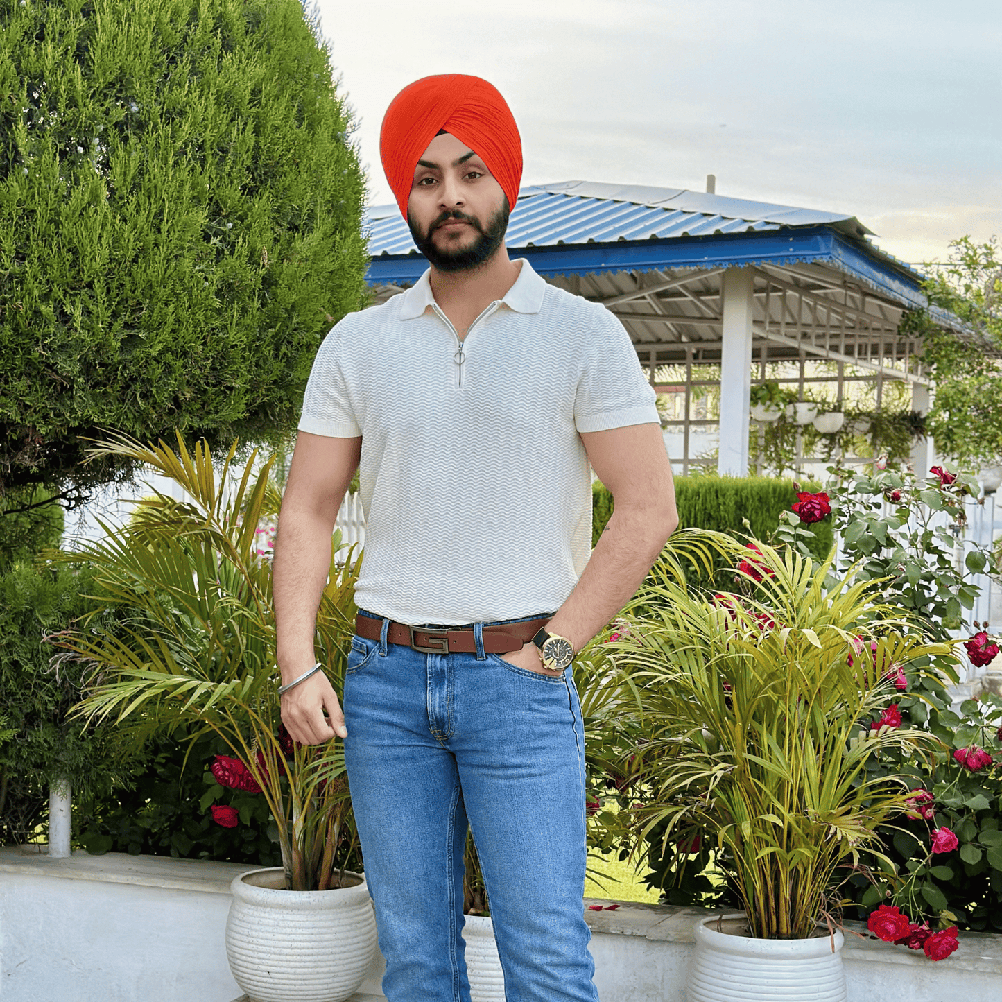 Full Voile Traditional Sikh/Punjab/Sardar Pagri or Turban for Mens- Kesari