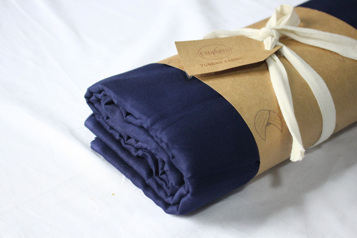Midnight Blue Full Voile Turban for Women | CHARKHI Kaur