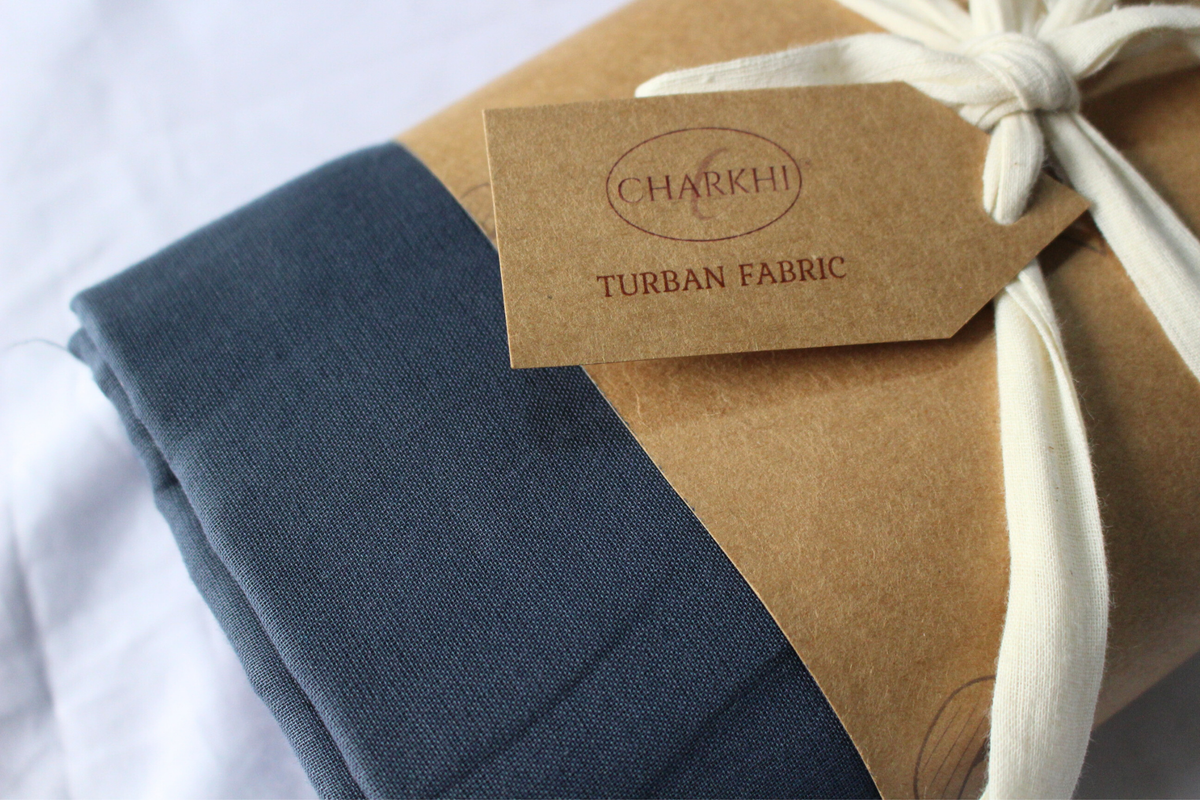 Steel Blue Full Voile Turban for Women | CHARKHI Kaur
