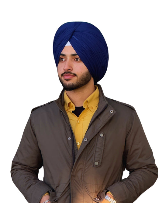 Full Voile Traditional Sikh/Punjab/Sardar Pagri or Turban for Mens- Navy Blue