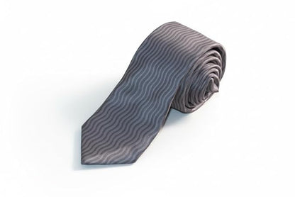 Men’s Dual Pattern Tie Set – Classic Black Textured Tie & Grey Wavy Pattern Formal Necktie Combo | Premium Silk- Look Textured Ties for Business & Events