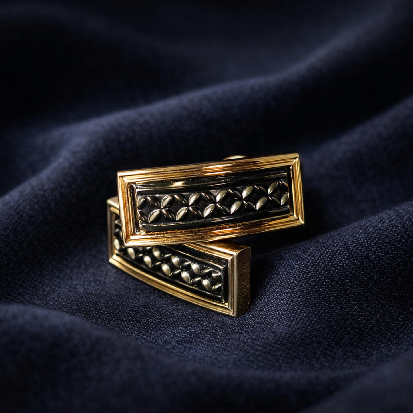 2 Pair Designer Cufflinks for Men- Gold / Silver