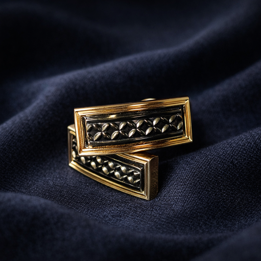 2 Pair Designer Cufflinks for Men- Gold / Silver