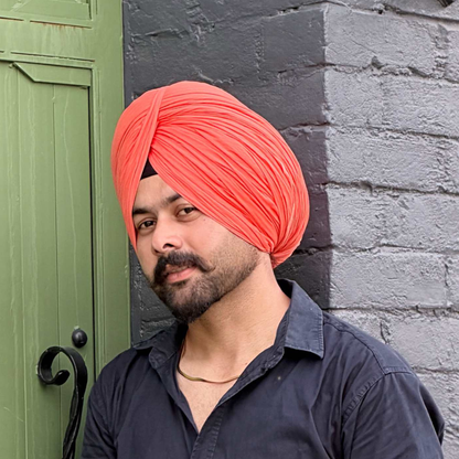 Full Voile Traditional Sikh/Sardar Pagri or Turban for Mens - Peach