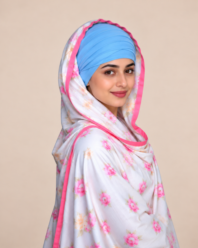 Aqua Blue Full Voile Turban for Women | CHARKHI Kaur