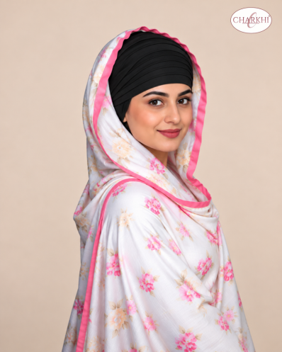 Black Full Voile Turban for Women | CHARKHI Kaur