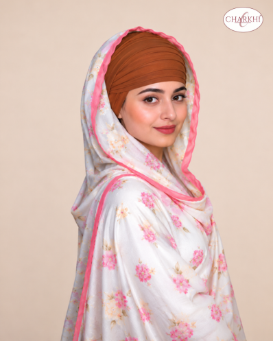 Brown Full Voile Turban for Women | CHARKHI Kaur