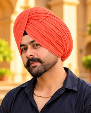 Full Voile Traditional Sikh/Sardar Pagri or Turban for Mens - Peach