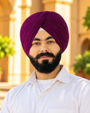 Full Voile Traditional Sikh/Sardar Pagri or Turban for Mens - Purple Wine