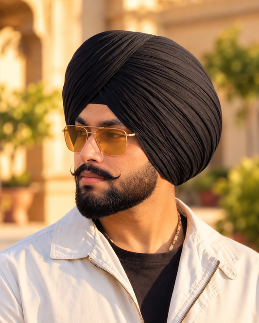 Full Voile Traditional Sikh/Punjab/Sardar Pagri or Turban for Mens-Black