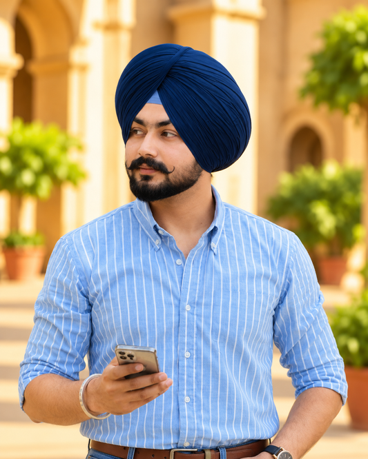 Full Voile Traditional Sikh/Punjab/Sardar Pagri or Turban for Mens-Peacock Blue
