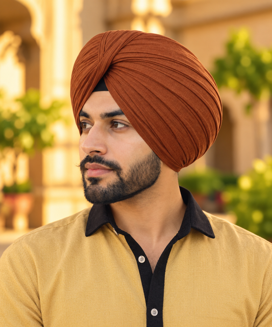 Full Voile Traditional Sikh/Punjab/Sardar Pagri or Turban for Mens- Brown