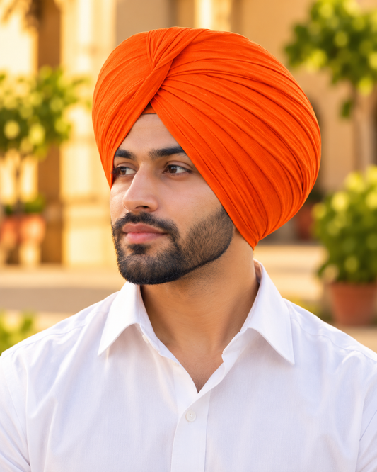 Full Voile Traditional Sikh/Punjab/Sardar Pagri or Turban for Mens- Kesari