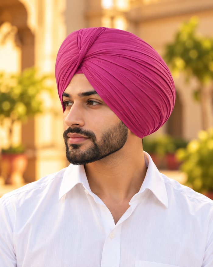 CHARKHI Full Voile Punjabi Turban – Light Plum | Pagri for Men