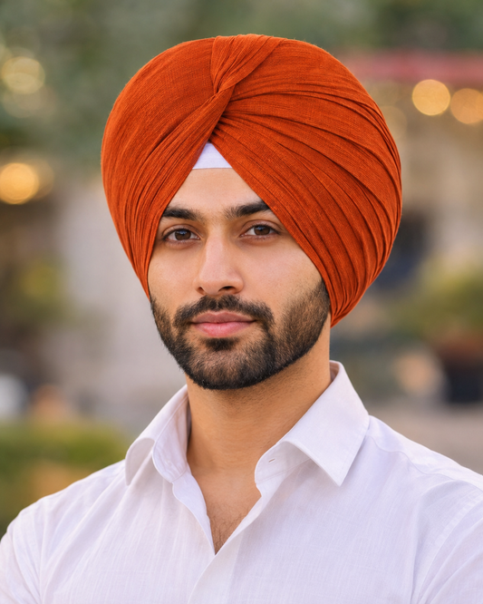 Full Voile Traditional Sikh/Punjab/Sardar Pagri or Turban for Mens- Light Rust