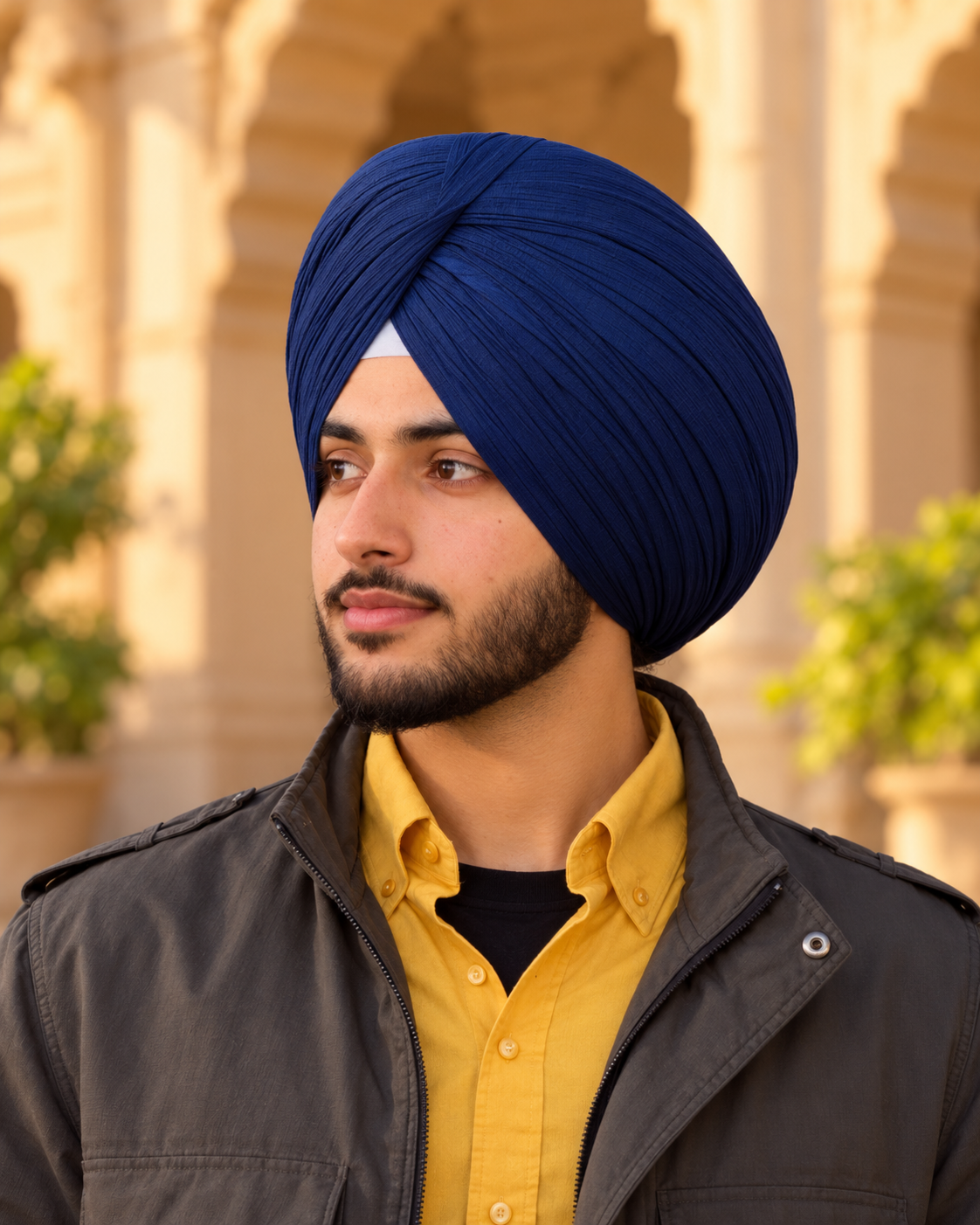 CHARKHI Full Voile Punjabi Turban – Navy Blue | Pagri for Men