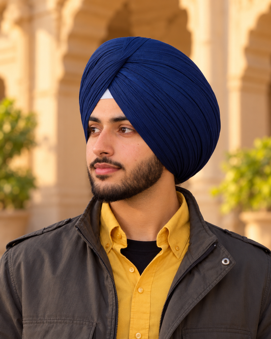 Full Voile Traditional Sikh/Punjab/Sardar Pagri or Turban for Mens- Navy Blue