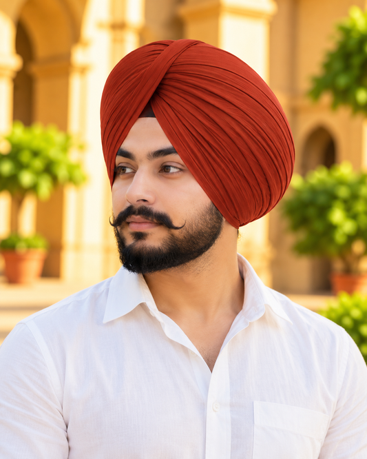 Full Voile Traditional Sikh/Punjab/Sardar Pagri or Turban for Mens - Rust