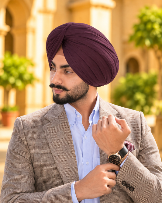 Full Voile Traditional Sikh/Sardar Pagri or Turban for Mens - Mulberry