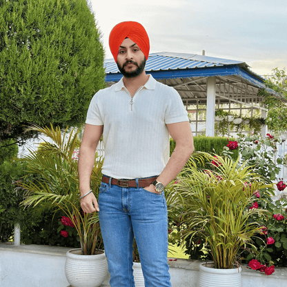 Full Voile Traditional Sikh/Punjab/Sardar Pagri or Turban for Mens- Kesari