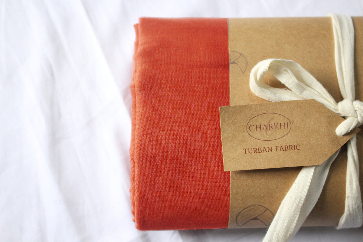 CHARKHI Full Voile Punjabi Turban – Light Rust | Pagri for Men