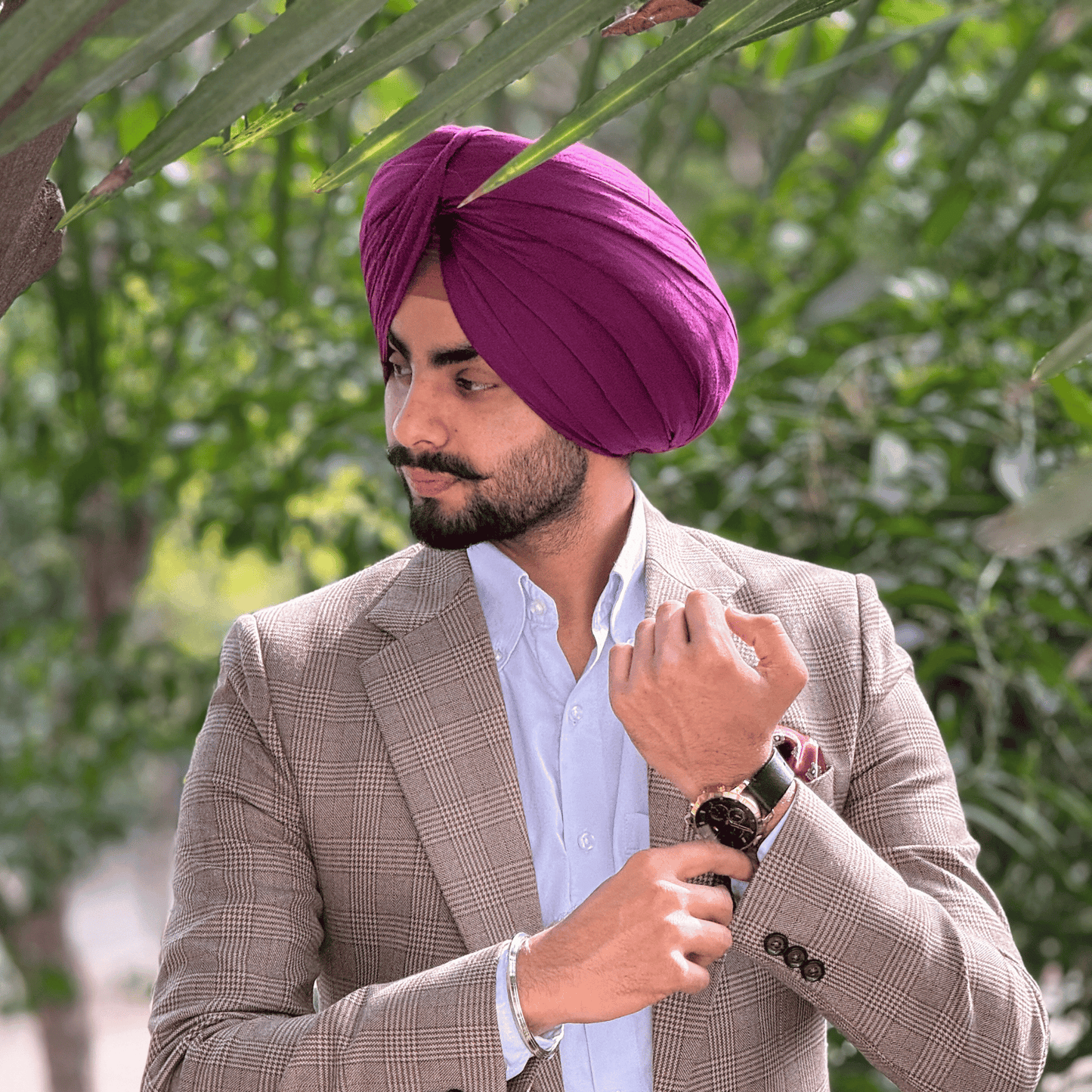 Full Voile Traditional Sikh/Sardar Pagri or Turban for Mens - Mulberry