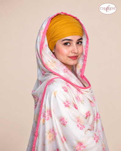 Mustard Full Voile Turban for Women | CHARKHI Kaur