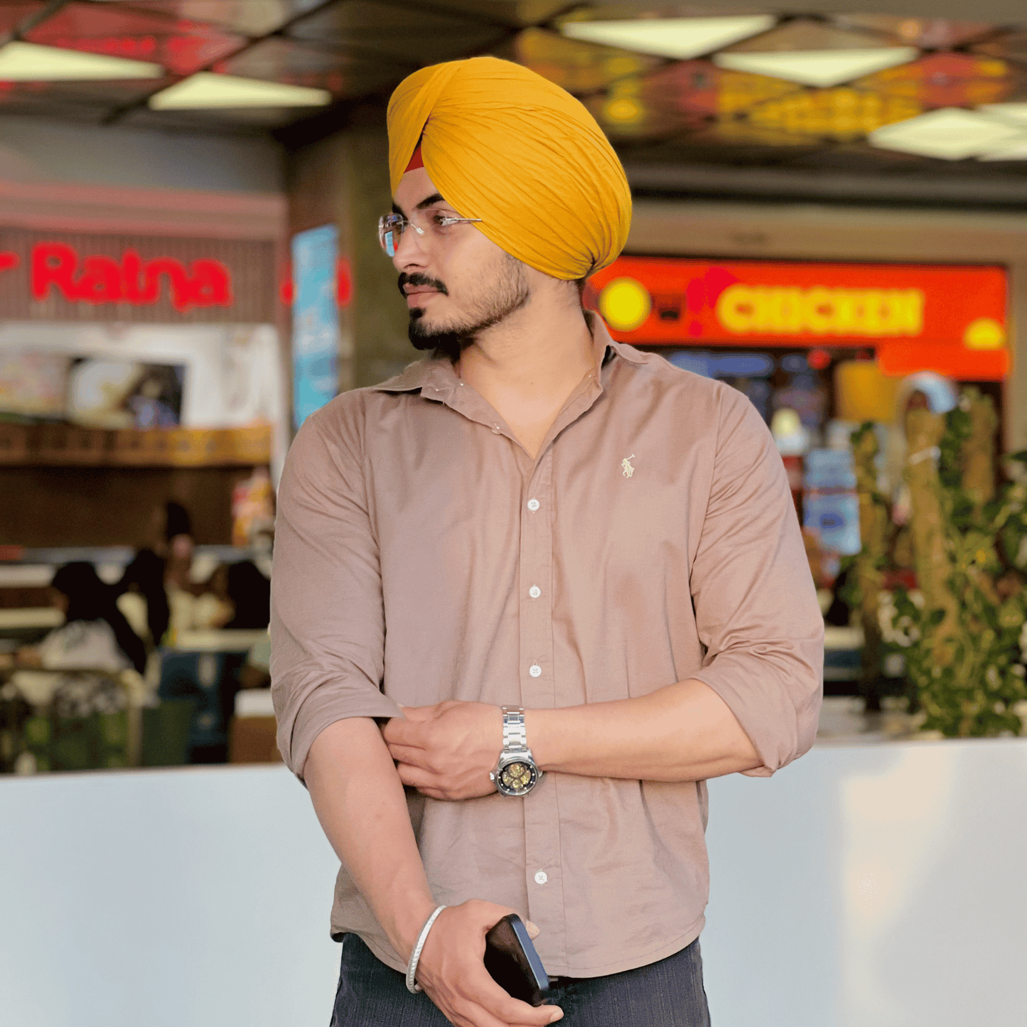 Full Voile Traditional Sikh/Sardar Pagri or Turban for Mens - Mustard