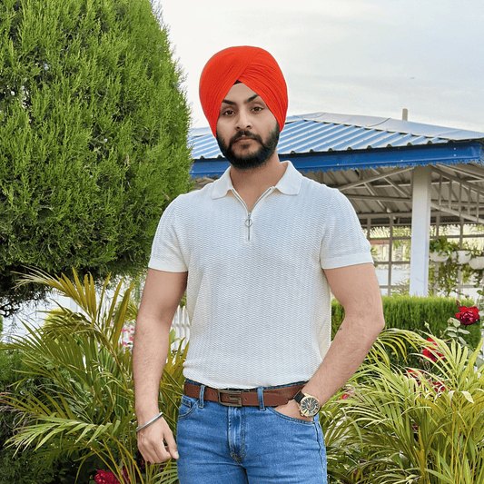 Full Voile Traditional Sikh/Punjab/Sardar Pagri or Turban for Mens-Orangered