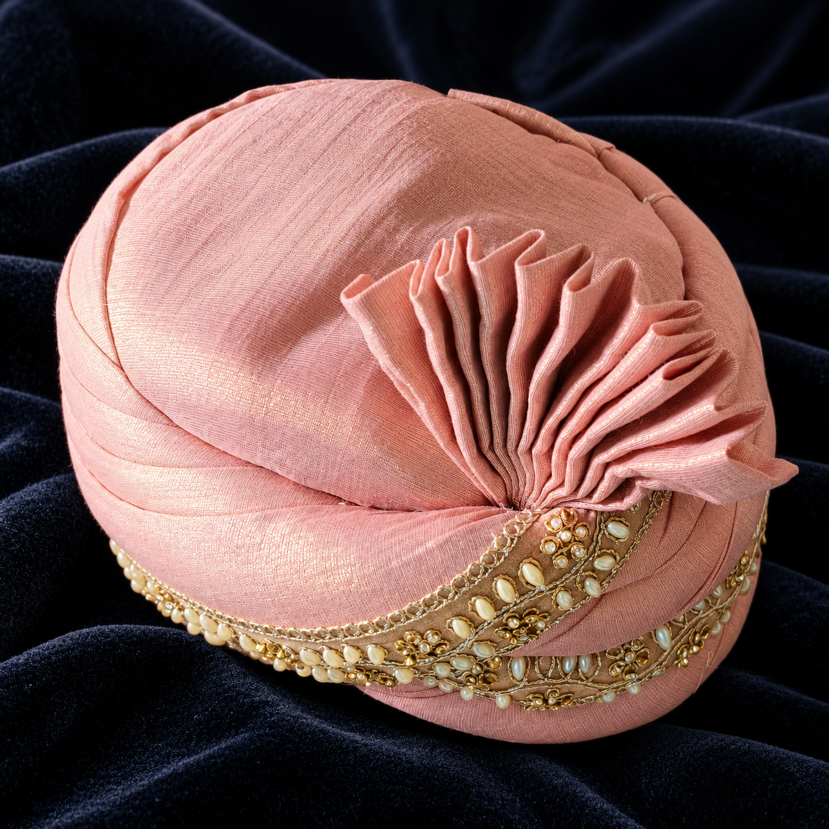 CHARKHI Men’s Wedding Safa with Dupatta | Ethnic Turban/Pagri for Groom | Royal Maharaja Pagdi with Sherwani Stole for Wedding, Baraat (Oniyan Pink - SB)