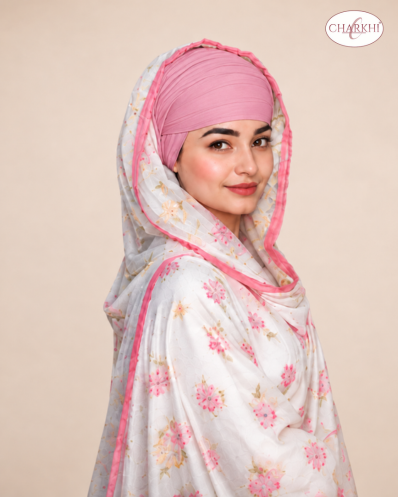 Onion Pink Full Voile Turban for Women | CHARKHI Kaur