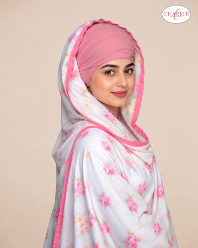 Pink Full Voile Turban for Women | CHARKHI Kaur