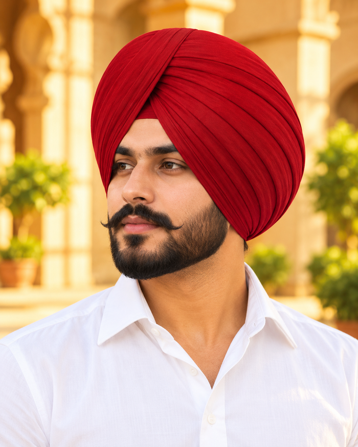 CHARKHI Full Voile Punjabi Turban – Maroon | Pagri for Men
