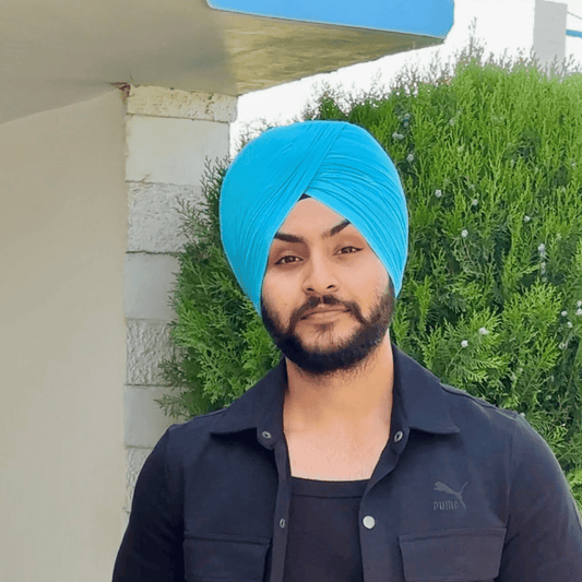 Full Voile Traditional Sikh/Punjab/Sardar Pagri or Turban for Mens - Sky  Blue