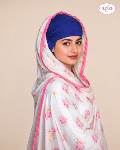 Tohra Blue Full Voile Turban for Women | CHARKHI Kaur