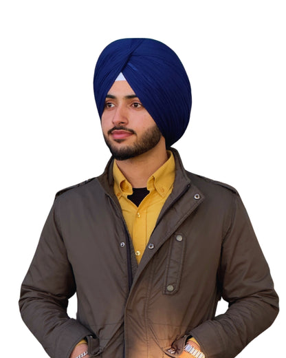 Full Voile Traditional Sikh/Punjab/Sardar Pagri or Turban for Mens- Navy Blue