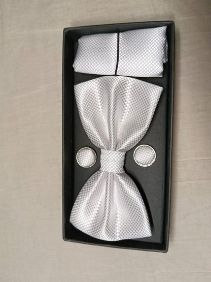 CHARKHI Platinum Elegance Bow Tie Set