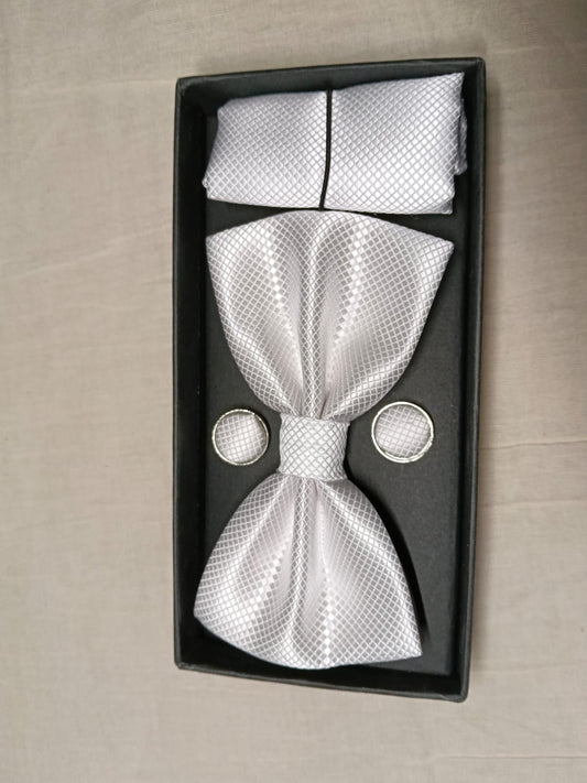CHARKHI Platinum Elegance Bow Tie Set