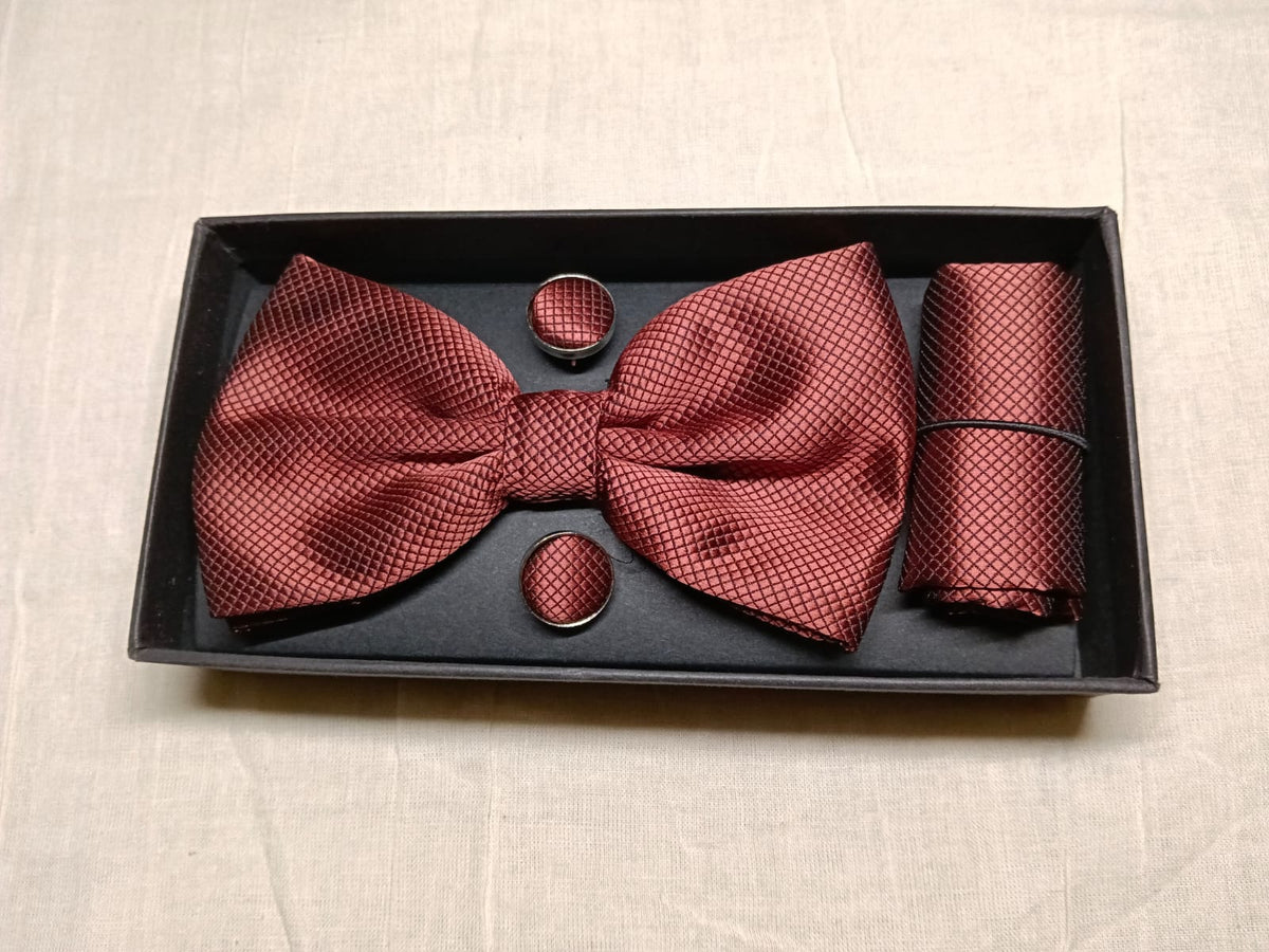 CHARKHI Classic Mocha Bow Tie Set