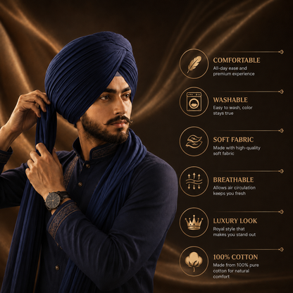Full Voile Traditional Sikh/Punjab/Sardar Pagri or Turban for Mens- Brown